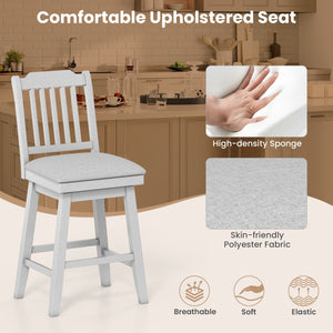 25 inch Modern Bar Stools Set of 2 with Upholstered Swivel Seat-Gray view 6