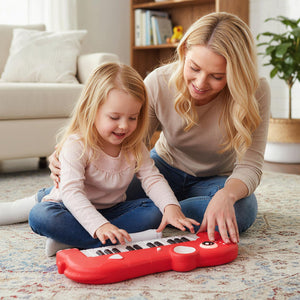 25-Key Kids Piano Keyboard Elephant Shape Toy Digital Piano with Built-in Music and Light-Red view 3
