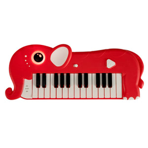 25-Key Kids Piano Keyboard Elephant Shape Toy Digital Piano with Built-in Music and Light-Red view 4