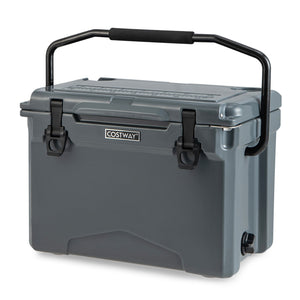 25 QT Hard Cooler with Aluminum Handle and Integrated Cup Holders-Gray