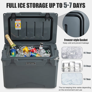 25 QT Hard Cooler with Aluminum Handle and Integrated Cup Holders-Gray view 6