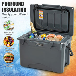 25 QT Hard Cooler with Aluminum Handle and Integrated Cup Holders-Gray view 7