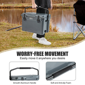 25 QT Hard Cooler with Aluminum Handle and Integrated Cup Holders-Gray view 8