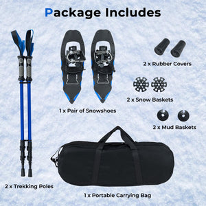 25” Snowshoes with Trekking Poles-Blue view 4