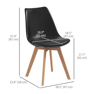 Modern Dining Table Chairs Set of 4, Rubber Wood Kitchen Table Chairs with PU Leather Cushion for Living Room, Bedroom