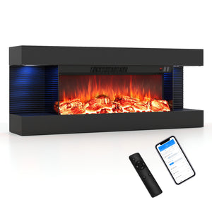 26 inches 3-Sided Wall Mount Electric Fireplace with 40 inches Floating Mantel for Living Room-40 inches view 4