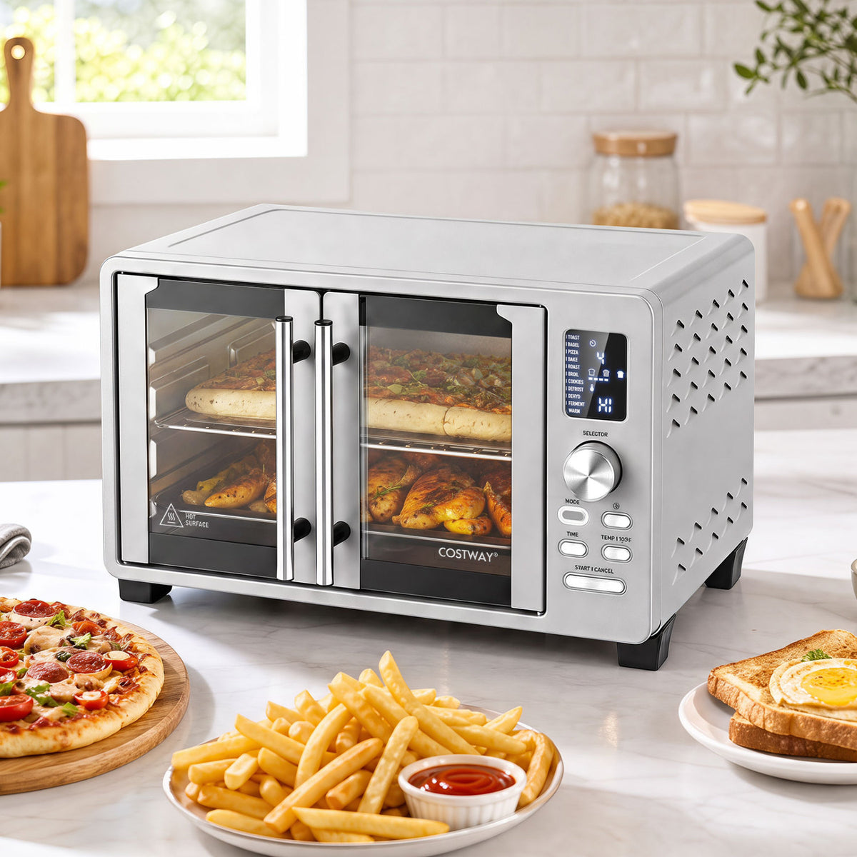 26.4 Quart French Door Convection Toaster Oven with 11 Presets 1500W Countertop Oven view 2