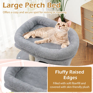 26 Inch Cat Tower with Large Padded Push Perch and Dual Condos-Light Gray view 9