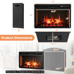 26 Inch Infrared Electric Fireplace Insert with Remote Control-Black view 5