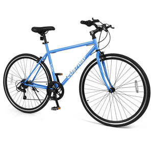 26 Inch Mountain Bike Adjustable with 6-Speed and All-terrain Rubber Wheels-Blue