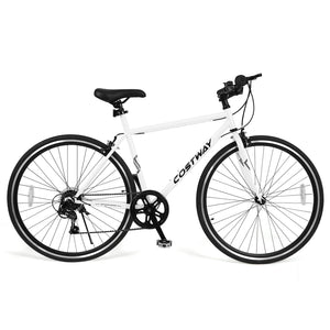 26 Inch Mountain Bike Adjustable with 6-Speed and All-terrain Rubber Wheels-White view 4