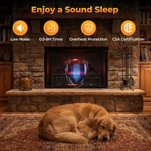 26 Inch WiFi Infrared Quartz Electric Fireplace Insert Logs Heater with Realistic Pinewood Logs-Black view 9