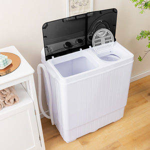 26 lbs Semi-Automatic Twin Tub Washing Machine with Drain Pump-Black view 2