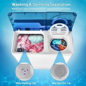 26 Pound Portable Semi-Automatic Washing Machine with Built-in Drain Pump-Blue view 8