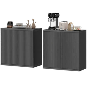 Sideboard Buffet Cabinet Set of 2, Kitchen Cabinet with Soft-Close Door and Adjustable Shelves, Distressed Black Grey