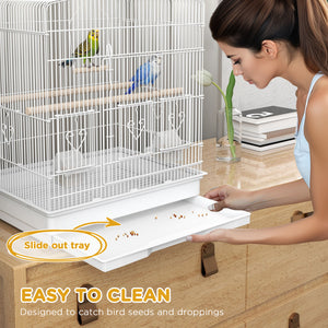 23" Bird Cage, Finches Canaries, Parrot Cage with Doors Perches, 2 Feeder Pet Supplies, White