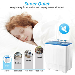26lbs Portable Semi-Automatic Twin Tub Washing Machine with Drain Pump-Blue view 5