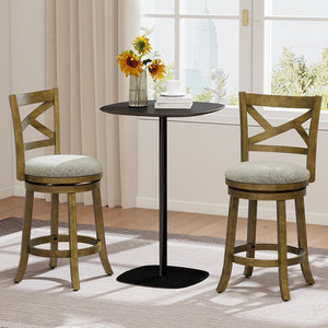 25/30 Inch Swivel Bar Stools Set of 2 with Backrests and Wood Frame-25 inches view 2