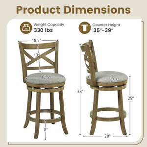 25/30 Inch Swivel Bar Stools Set of 2 with Backrests and Wood Frame-25 inches view 4