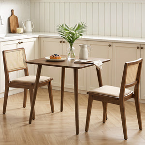 27.5 Inch Small Square Wooden Dining Table for 2-4 People Space-Saving Dining Room Table-Walnut view 3