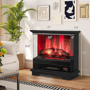 27 Inch Freestanding Fireplace with Remote Control-Black view 4