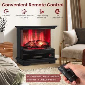 27 Inch Freestanding Fireplace with Remote Control-Black view 5