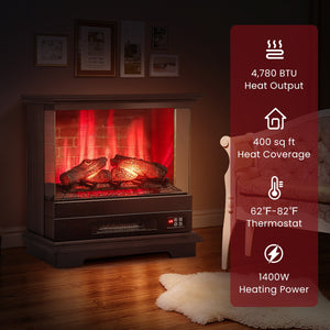 27 Inch Freestanding Fireplace with Remote Control-Black view 7
