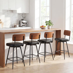 27 Inch Padded Counter Barstools Set of 2 with Metal Legs-Black view 5