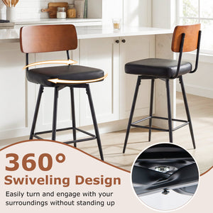 27 Inch Padded Counter Barstools Set of 2 with Metal Legs-Black view 6