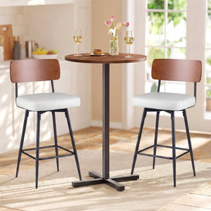 27 Inch Padded Counter Barstools Set of 2 with Metal Legs-White view 2