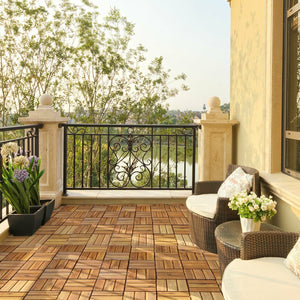 27 Pieces Acacia Wood Interlocking Patio Deck Tile view 2