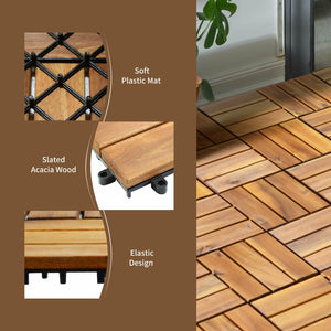 27 Pieces Acacia Wood Interlocking Patio Deck Tile view 3