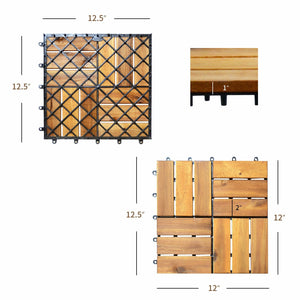 27 Pieces Acacia Wood Interlocking Patio Deck Tile view 4