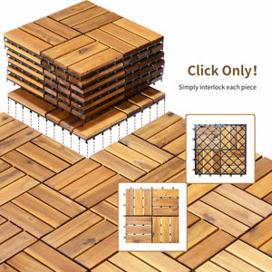 27 Pieces Acacia Wood Interlocking Patio Deck Tile view 5