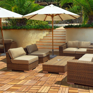 27 Pieces Acacia Wood Interlocking Patio Deck Tile view 6