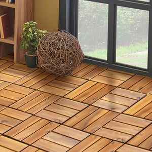 27 Pieces Acacia Wood Interlocking Patio Deck Tile view 7