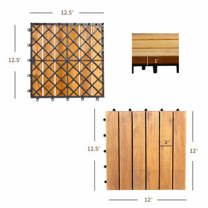 27 Pieces Interlocking Acacia Wood Interlocking Patio Deck Tile view 4