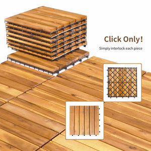 27 Pieces Interlocking Acacia Wood Interlocking Patio Deck Tile view 5