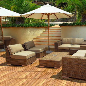 27 Pieces Interlocking Acacia Wood Interlocking Patio Deck Tile view 7