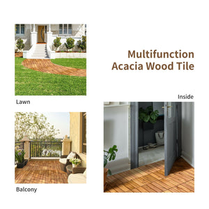 27 Pieces Interlocking Acacia Wood Interlocking Patio Deck Tile view 8