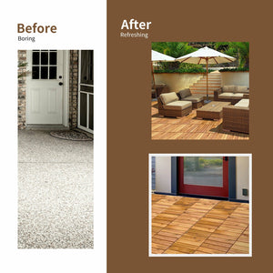 27 Pieces Interlocking Acacia Wood Interlocking Patio Deck Tile view 9