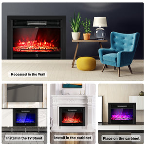 28.5 Inch Electric Fireplace Recessed with 3 Flame Colors view 6