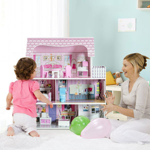 28 Inch Pink Dollhouse with Furniture view 3