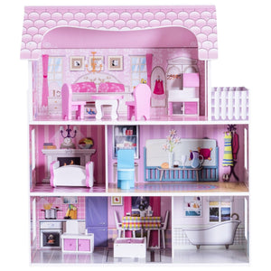 28 Inch Pink Dollhouse with Furniture view 4