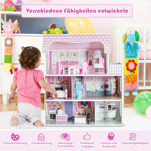 28 Inch Pink Dollhouse with Furniture view 8