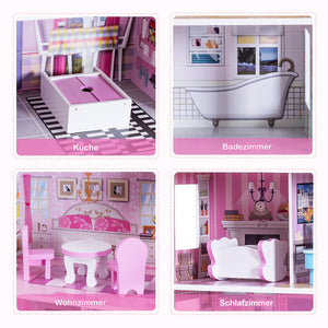 28 Inch Pink Dollhouse with Furniture view 9