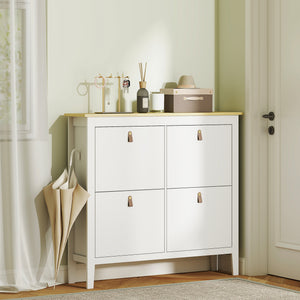 Narrow Shoe Cabinet with 2 Flip Drawers, Adjustable Shelves for Entryway, Holds 10-14 Pairs, White – view 21