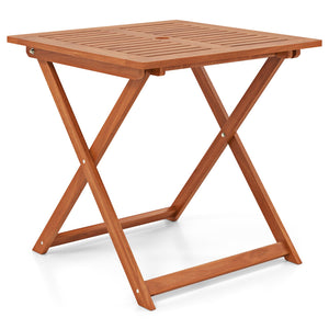 29.5 Inch x 29.5 Inch, Patio Dining Table with Teak Painting and Umbrella Hole