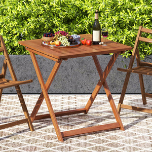 29.5 Inch x 29.5 Inch, Patio Dining Table with Teak Painting and Umbrella Hole view 3