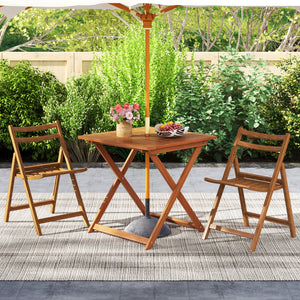 29.5 Inch x 29.5 Inch, Patio Dining Table with Teak Painting and Umbrella Hole view 6